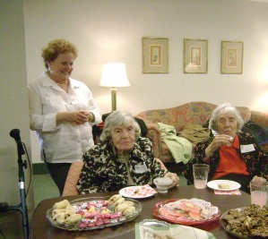 (left to right) Day Nursery Executive Director, Carolyn Dederer; Maude Fenstermaker, Auxiliary member since 1943 and Virginia Wohlgemuth, member since 1946