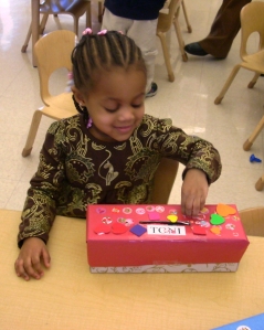 Valentine box preparation in the four year old classroom at Ft. Harrison